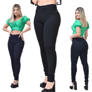 Calça Feminina Skinny Preta Com Lycra Levanta Bumbum
