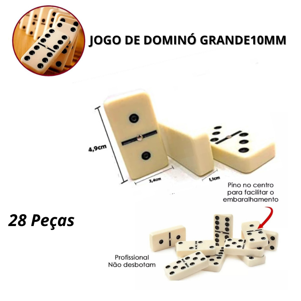 Jogo Domino Pingos Coloridos 28 Peças Estojo Madeira Xalingo