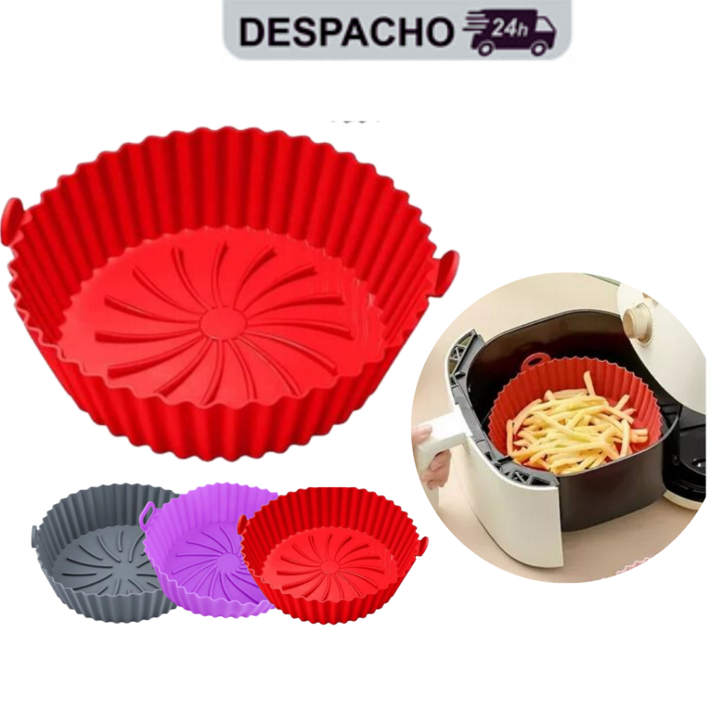 Forma de Silicone Para Air Fryer Fritadeira Com Alça Lavável Flexível e Reutilizável