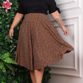 Saia Feminina Longa Rodada Com Bolsos Laterais Cintura Alta Casual Social Elegante Tendência Moda