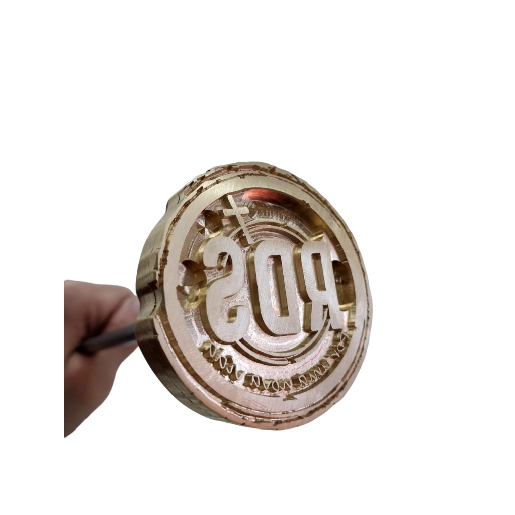 Carimbo Clichê Para Couro Madeira 3cm X 3cm + Cabo Manual