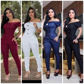 Macacão Longo Feminino Ciganinha Macaquinho Ombro a Ombro