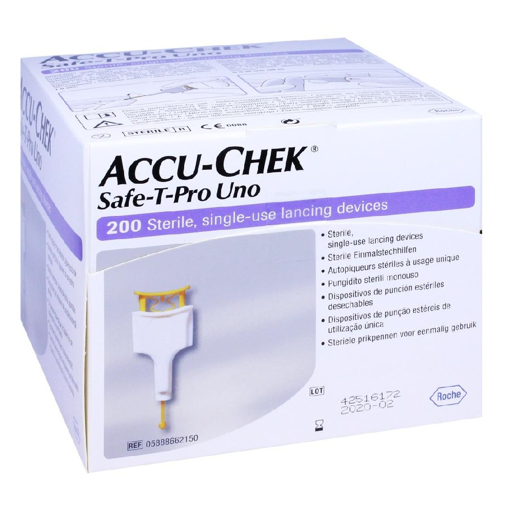 LANCETA ACCU CHEK AUTOMÁTICA SAFE T PRO UNO (200 unidades) Shopee