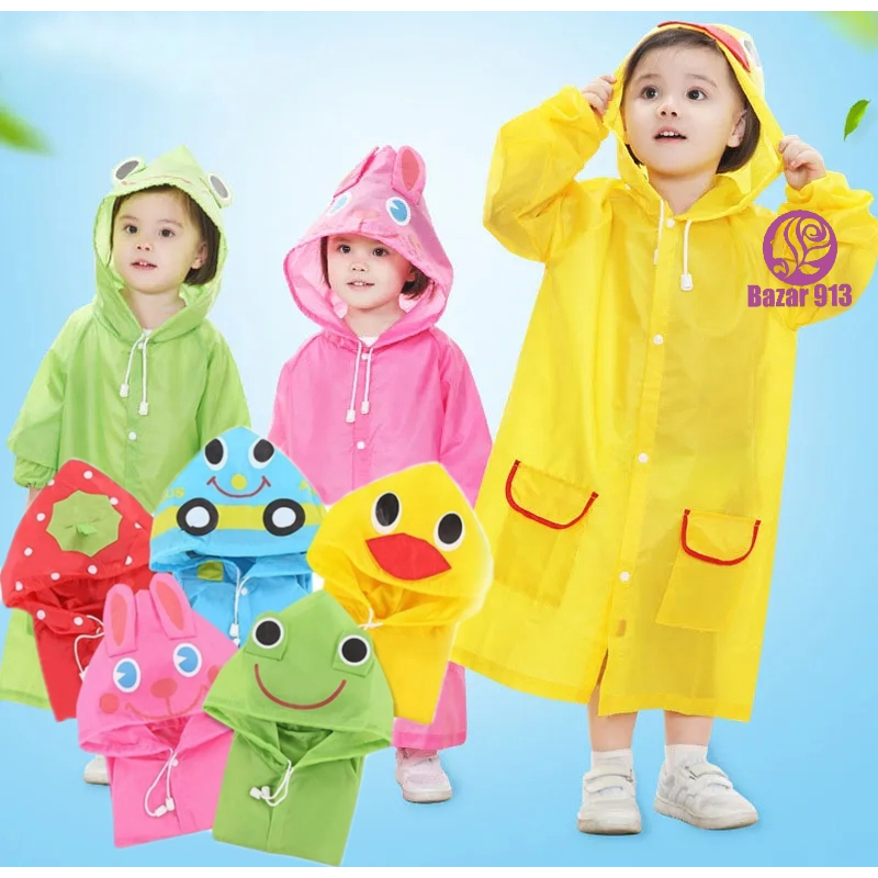 Capa De Chuva Infantil Com Desenhos Fofos com capuz Resistente Impermeável