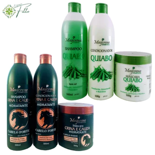 Kit Baba De Quiabo + Kit Crina e Cauda Maycrene (Shamp+Cond+Masc)