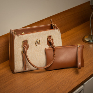 Kit Bolsa Feminina Bolsa Alça Transversal e Bolsa Necessáire de Mão 2 unidades
