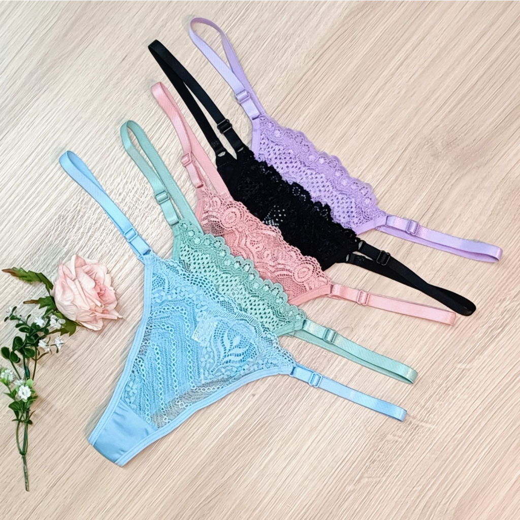 Kit 5 calcinha de renda string fio dental tanga sexy de regulagem lingerie  feminina - Escorrega o Preço