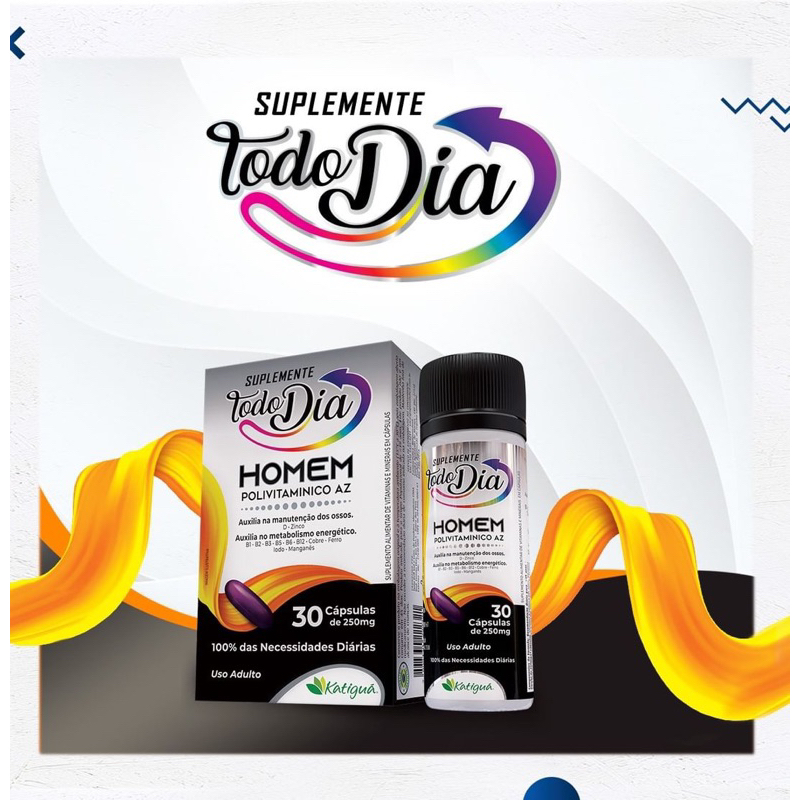 Homem (Todo Dia) Complexo Vit. A à Z 30 cáps 250mg Katiguá ...