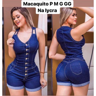 MACAQUINHO JEANS CURTO COM LYCRA MANGA FINA VASADA