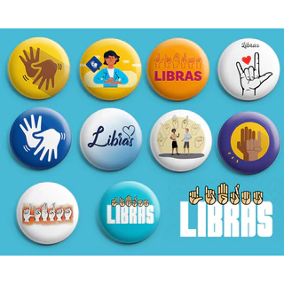 Bottons Libras / Lingua Brasileira De Sinais Botum / Boton / Broche (3,5cm - 4,5cm)