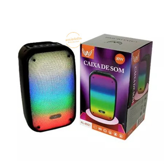 Caixa De Som Potente 10W Sem Fio Bluetooth Entrada USB Cartão SD Rádio FM Com Luz Colorida RGB Altomex AL-8921