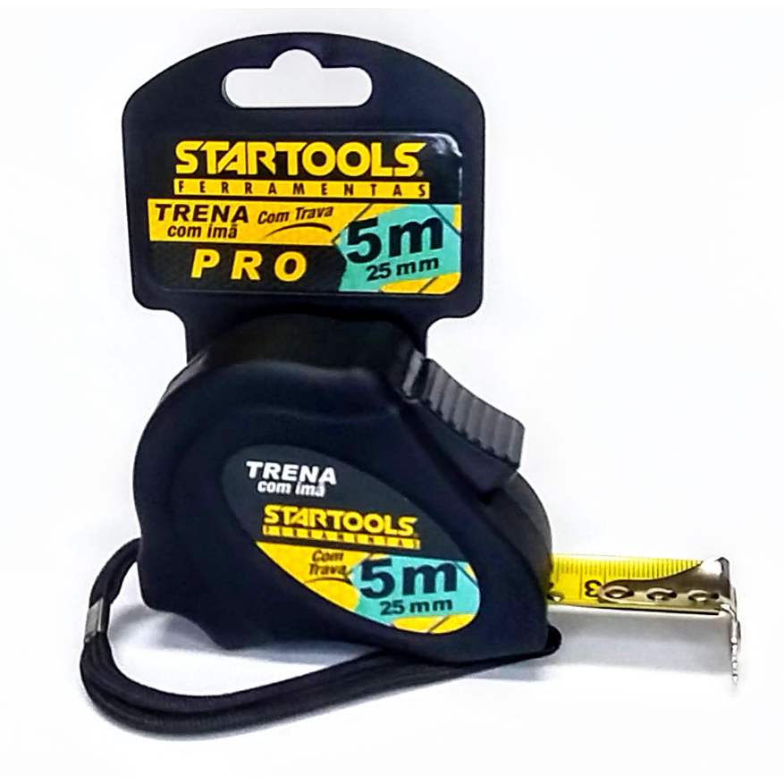 Trena Manual Emborrachada Com Trava Ponta Magnética 5 Metros 25MM de ...
