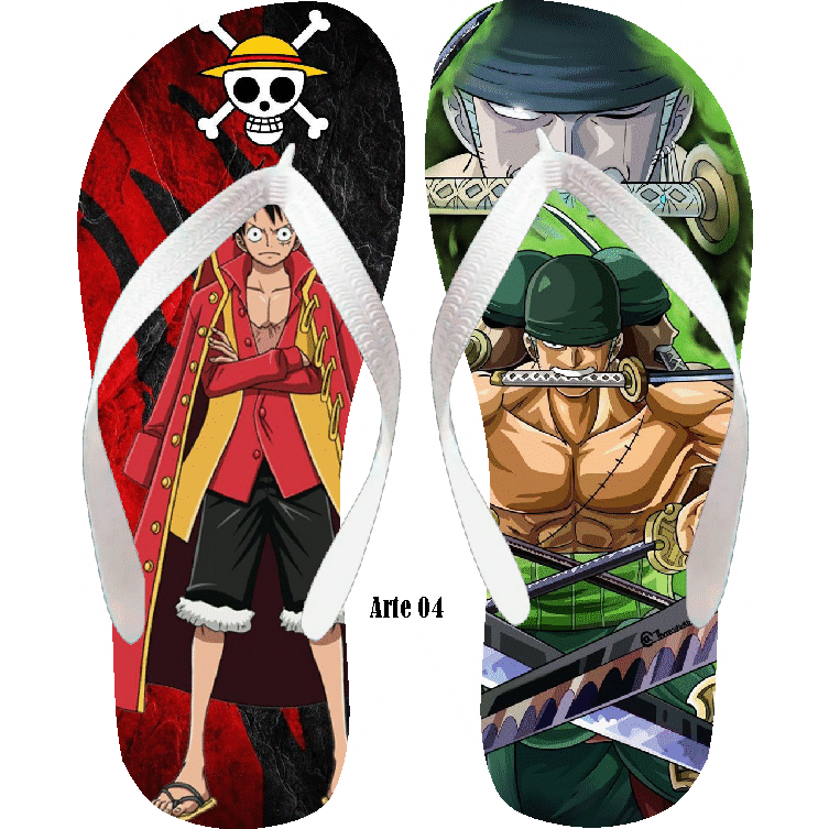 Chinelo One Piece Luffy/Zoro/Sanji/Nami/Infantil/Anime