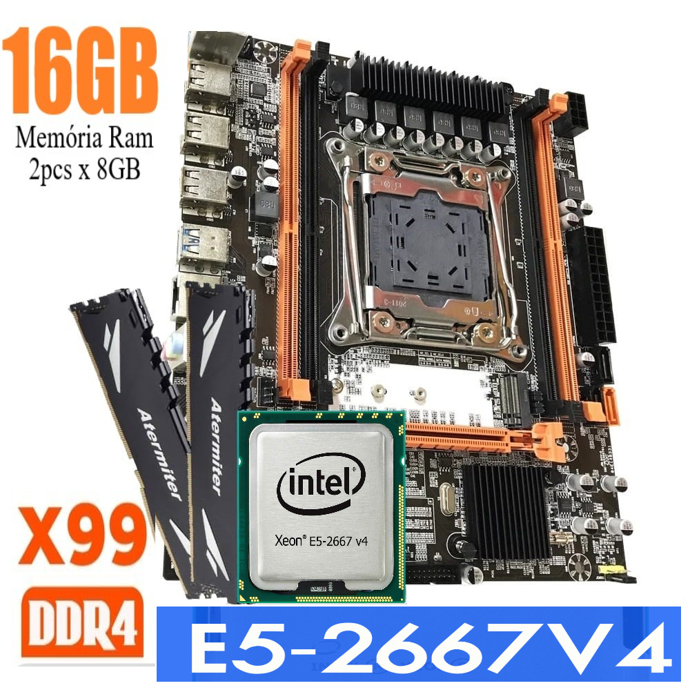Kit Placa Mãe X99 +intel Xeon E5-2667 V4 + 16gb Ddr4 2666mhz