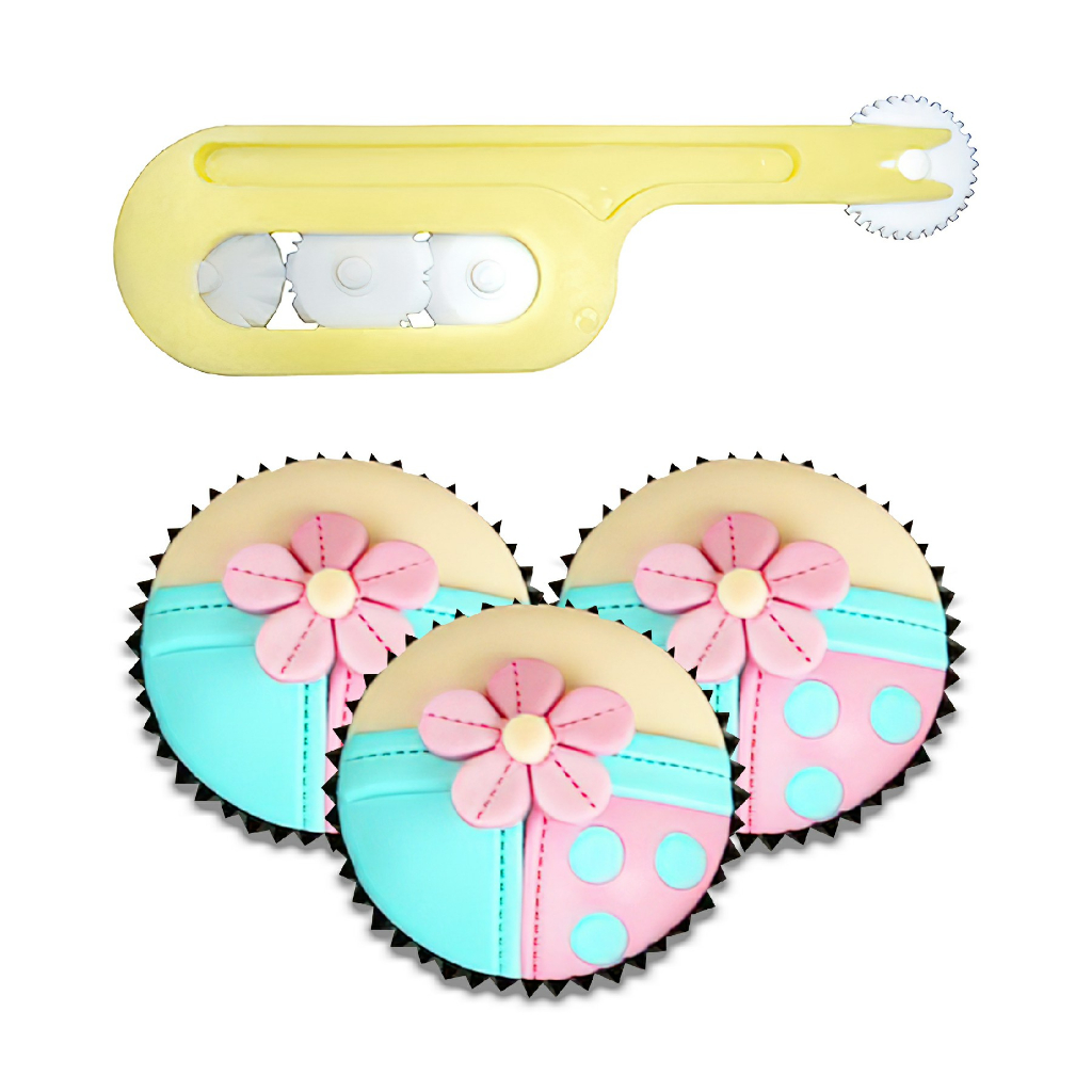 Kit Jogo Carretilha Bluestar com 4 Disco Cortador de Massa Pasta Americana e Artesanato Em Biscuit