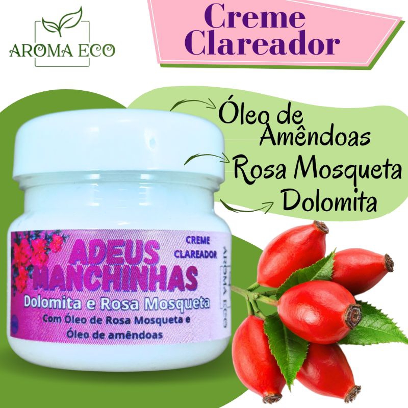 Creme clareador Hidratante Pele de Porcelana – Dolomita e Rosa Mosqueta ...