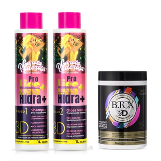 Kit Escova Progressiva Definitiva Sem Formol Pro liss 2x1L Shampoo + Gloss + B.tox 1kL