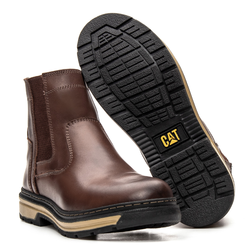 Bota Caterpillar CAT em couro legitimo para trabalho resistente