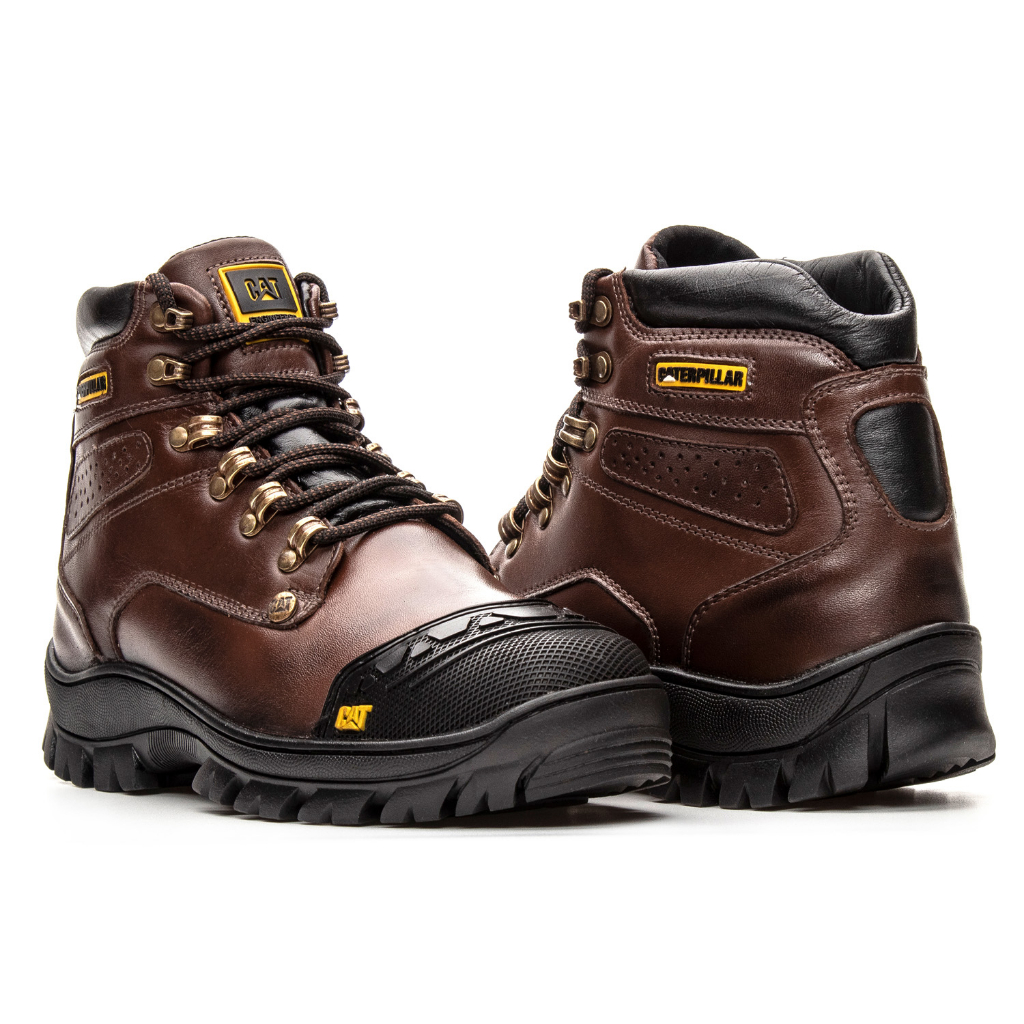 Bota Coturno Caterpillar Adventure Heavy Duty Azul Masculina - Couro  Legítimo + Palmilha em gel P.U