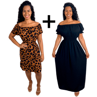 Vestido longo ciganinha mais vestido curto ombro a ombro ciganinha