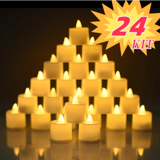 Kit 24 Vela Led Eletrônica Amarela Linda Decorativa Com Baterias/Festa/Casamento/Decoração