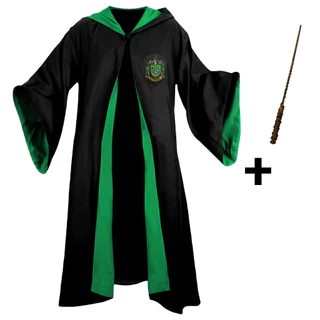 Fantasia Harry Potter Capa + Varinha - Corvinal - Grifinória - Sonserina - Lufa Lufa