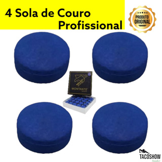 4 Sola de Couro 11mm Profissional Montante Azul Para Taco de Sinuca Bilhar Snooker Kit Oficial