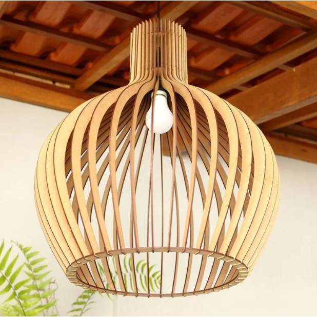 Pendente Luminaria Grande Estilo Retro Clássico De Madeira Para Sala Varanda Cozinha