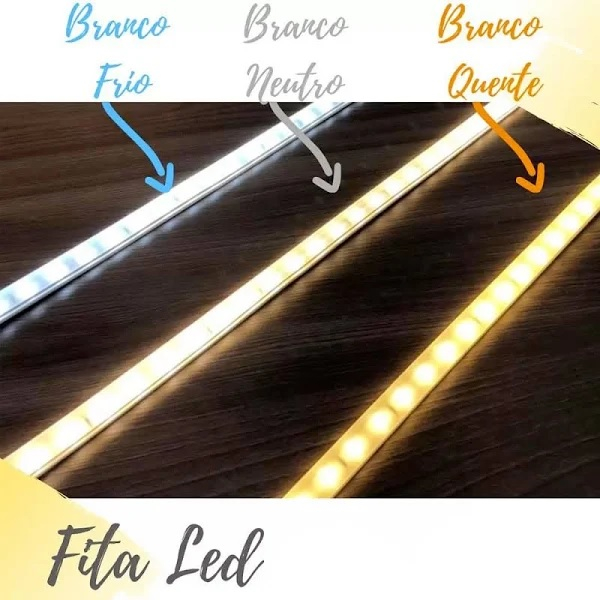 Fita Led + Fonte - Branco frio 6000k Branco Frio Branco Quente Branco Neutro Ip20 60le/m 5mts 3528 12v Com Fonte
