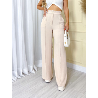 DAFA MODA Calça Feminina Pantalona, Cintura Alta, Boca De Sino, Com Bolsos  Nas Laterais, Fecho De Botões, Elegante, Sofisticada, Premiun, Estilo  Bloguerinha, Wide Leg, Duna Elegante, Chique, Calça Social, Casual,  Despojada, Tendencia