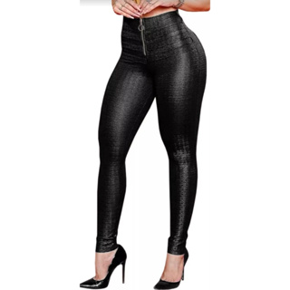 CALÇA LEGGIN CIRRE TEXTURIZADO COM ZIPER ENVIO IMEDIATO