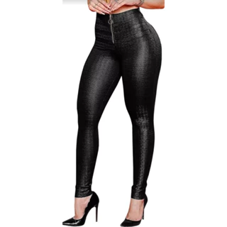 CALÇA LEGGIN CIRRE TEXTURIZADO CHAPA BARRIGA COM ZIPER ENVIO IMEDIATO
