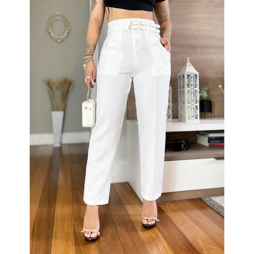 DAFA MODA Calça Feminina Pantalona, Cintura Alta, Boca De Sino, Com Bolsos  Nas Laterais, Fecho De Botões, Elegante, Sofisticada, Premiun, Estilo  Bloguerinha, Wide Leg, Duna Elegante, Chique, Calça Social, Casual,  Despojada, Tendencia