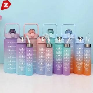 KITda Garrafa de Água Squeeze Motivacional Com Adesivos 300ML+900ML+2000ML