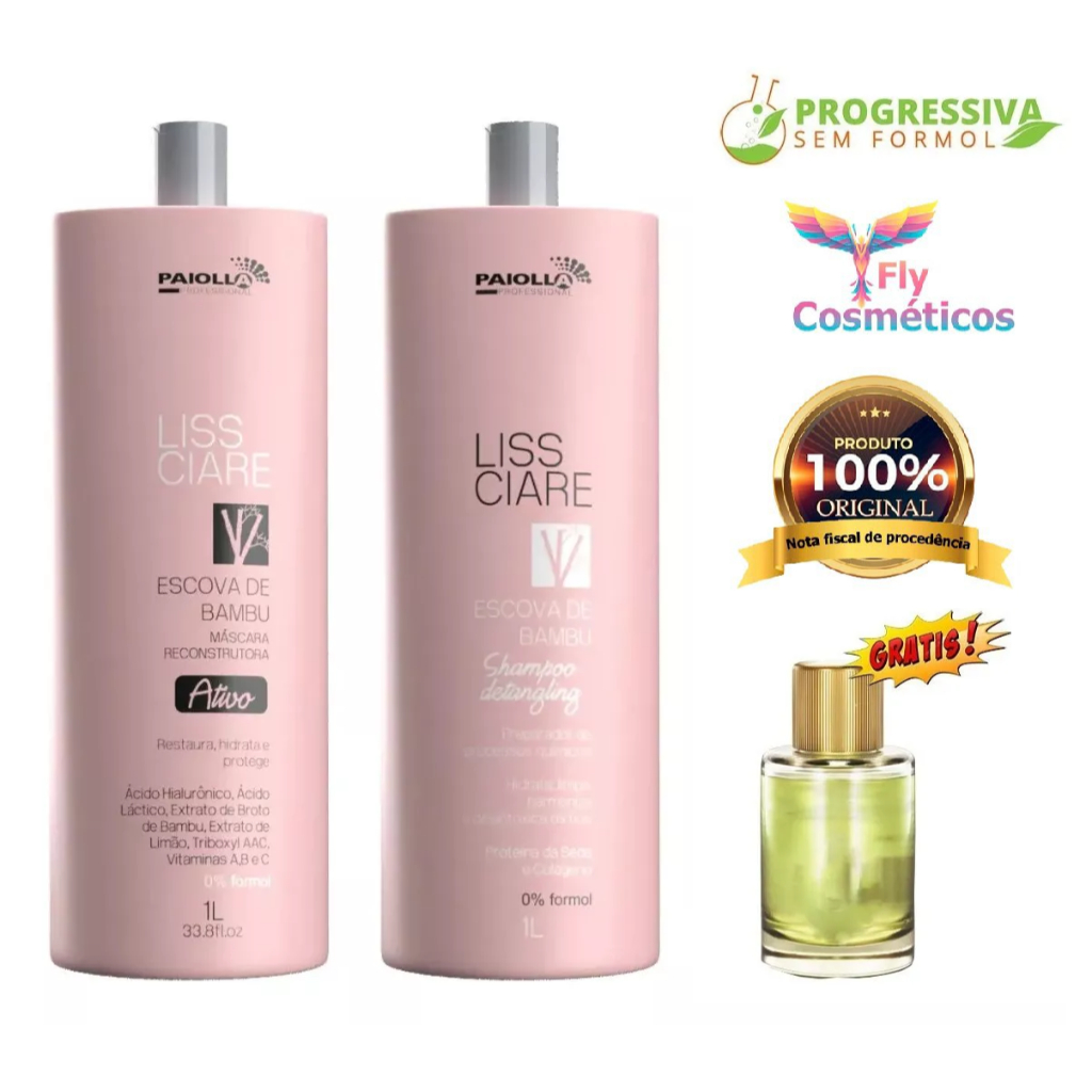 Paiolla Escova Progressiva Bambu Sem Formol 2x1000 Ml