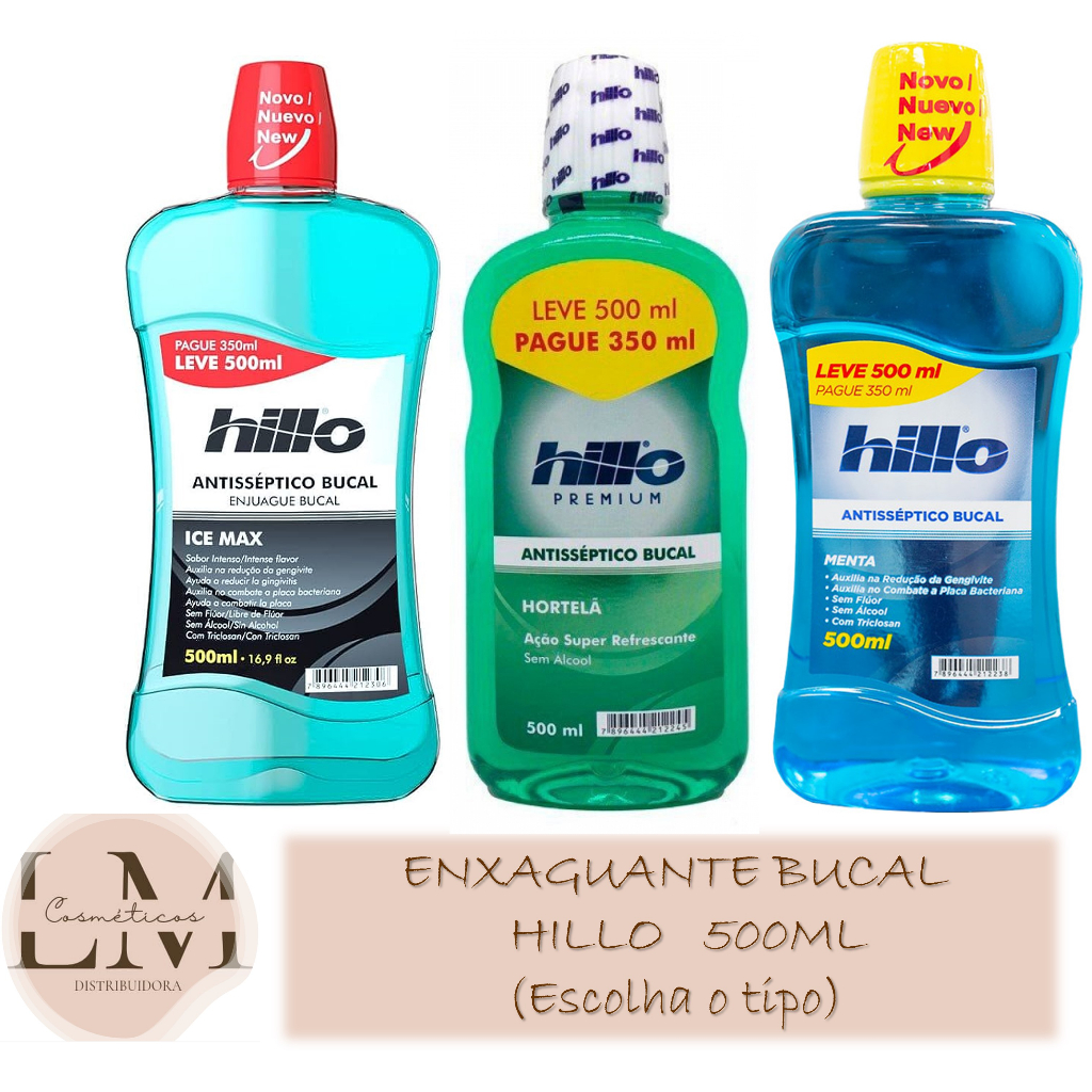 Enxaguante Bucal Hillo 500ml (Escolha o tipo) | Shopee Brasil