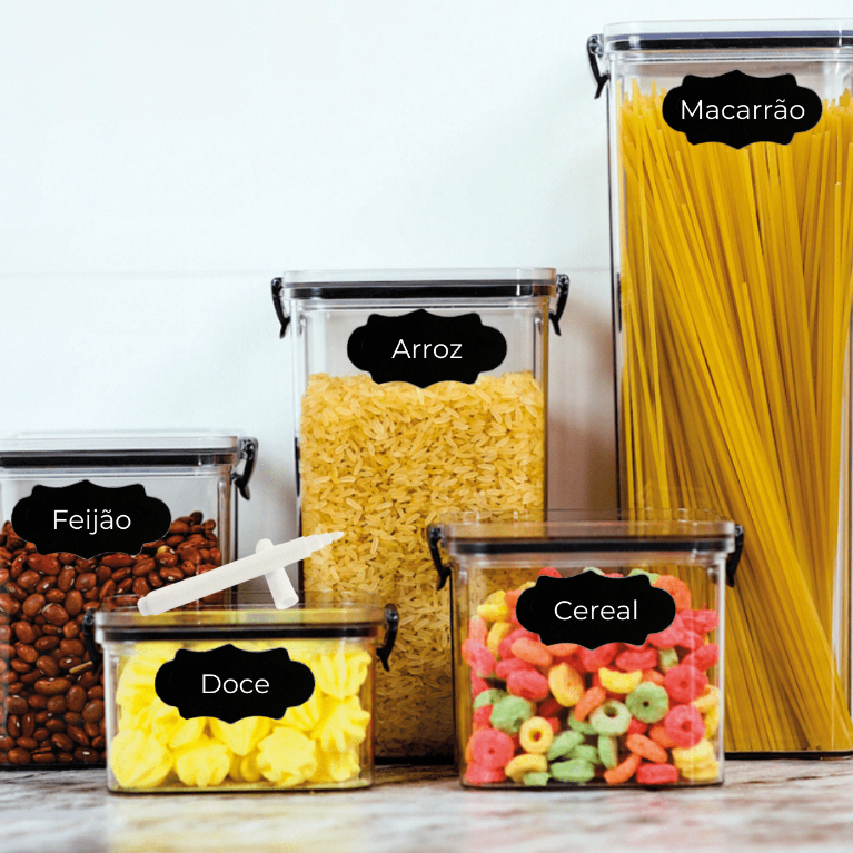 Conjunto de Potes para Arroz Feijão Açúcar Farinhas Grãos 5 Unidades ...