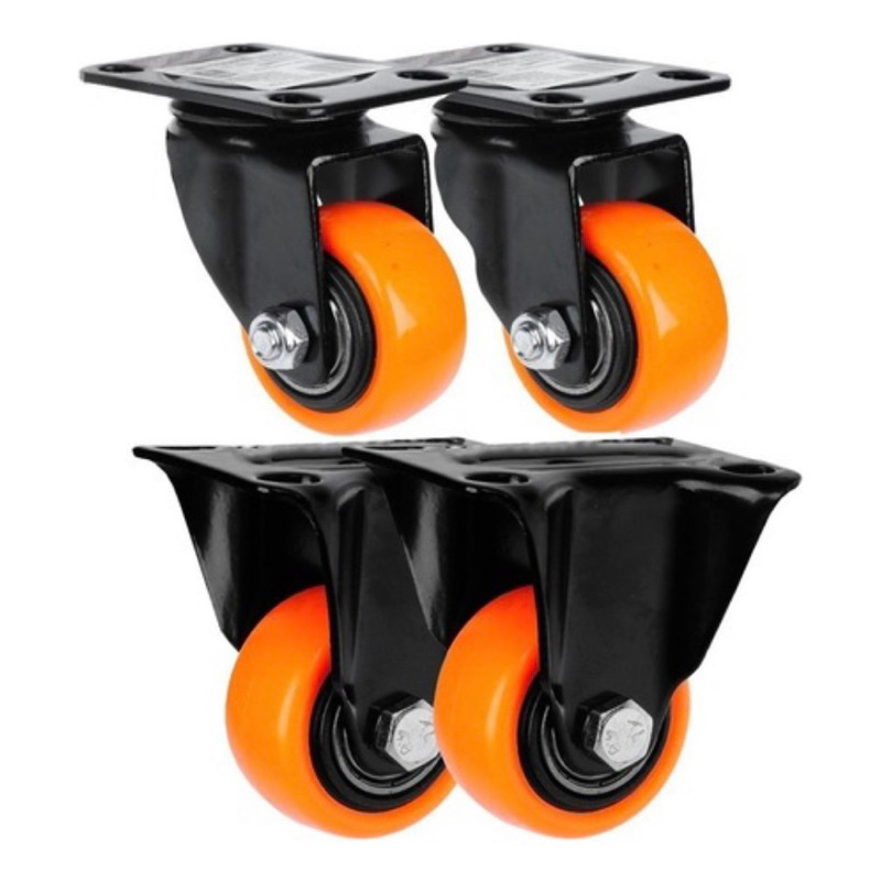 Kit 4 Rodízio Anti-risco 2 Fixa 2 Giratória Rodas 2” Polegadas