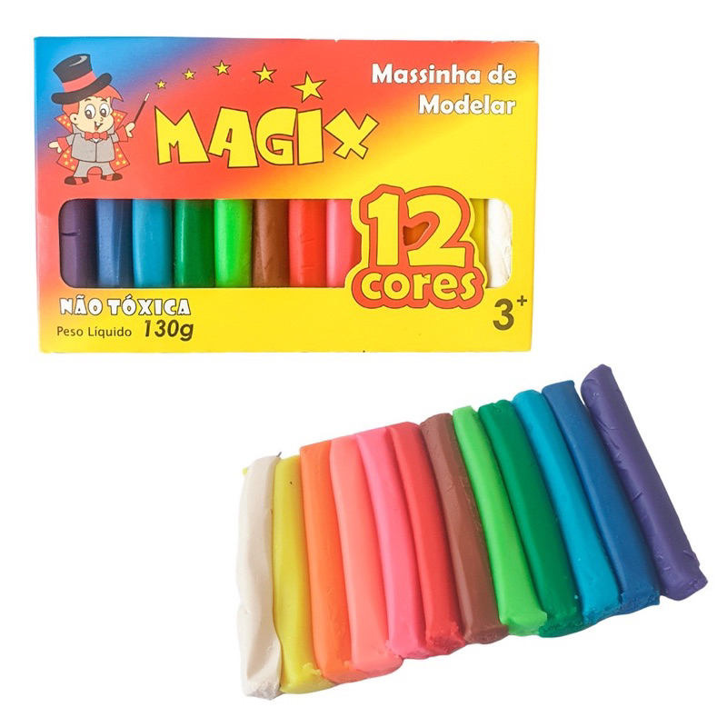 Massinha de Modelar 12 cores 130g Escolar | Shopee Brasil
