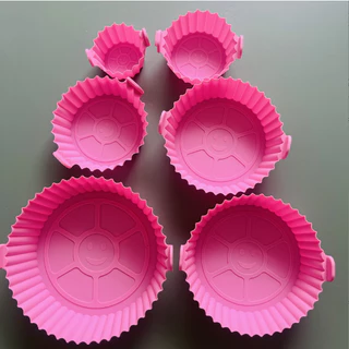 Kit 6 Formas Airfryer Tamanhos Variados Silicone Antiaderente Microondas Lavável com Alça
