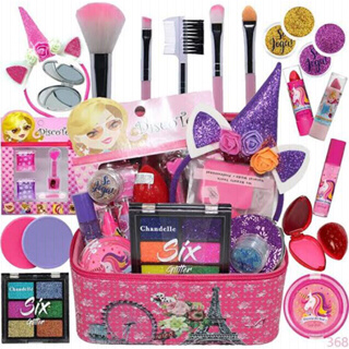 Kit de Maquiagem 7 itens Infantil Completo com Bolsinha e Paleta de Sombras