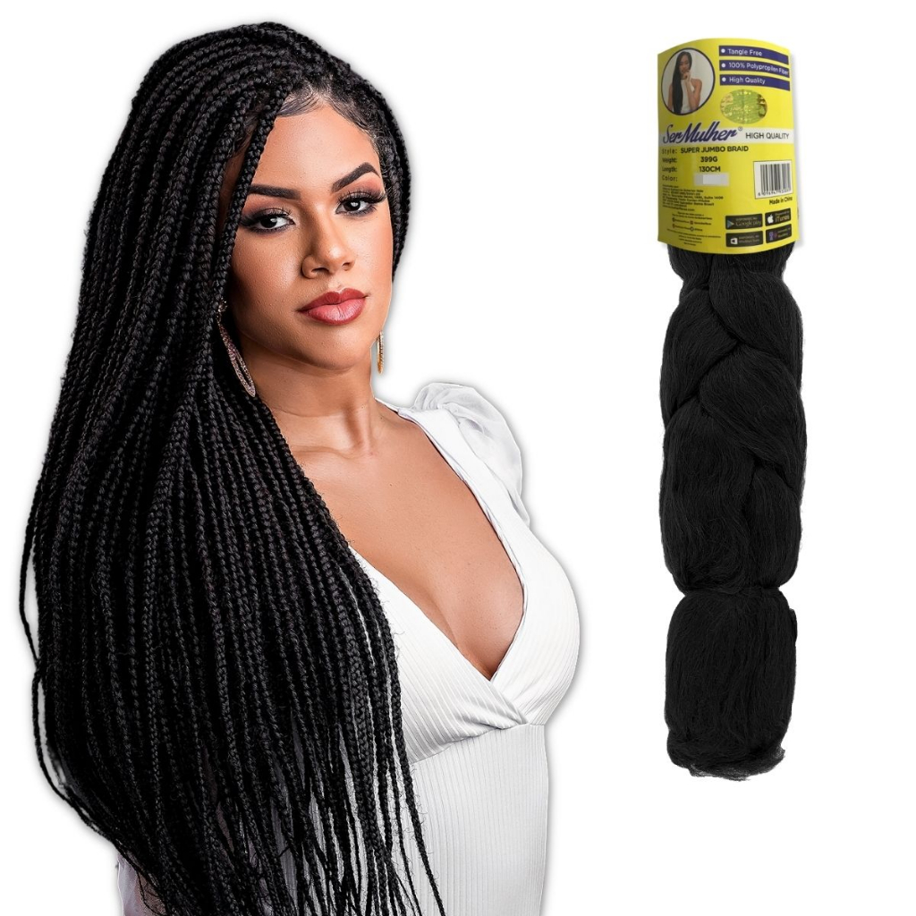 Super Jumbão Ser Mulher Para Tranças Box Braids 399 Gramas Penteados Twist  Nagô 65 cm