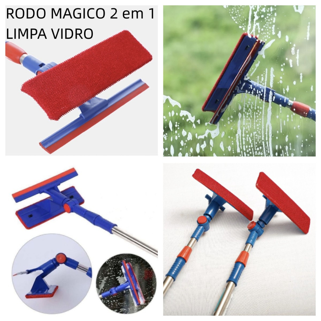 Rodo Mágico MOP retrátil Extensível Esponja 2 Em 1 Limpa Espelho Vidro ...