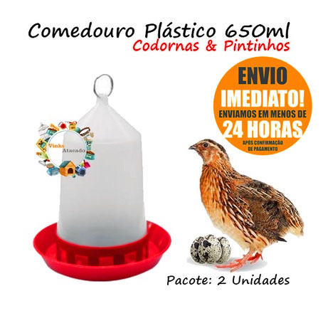 Kit 2 Comedouro Automatico Para Codorna Pintinhos Aves Pequenas ...