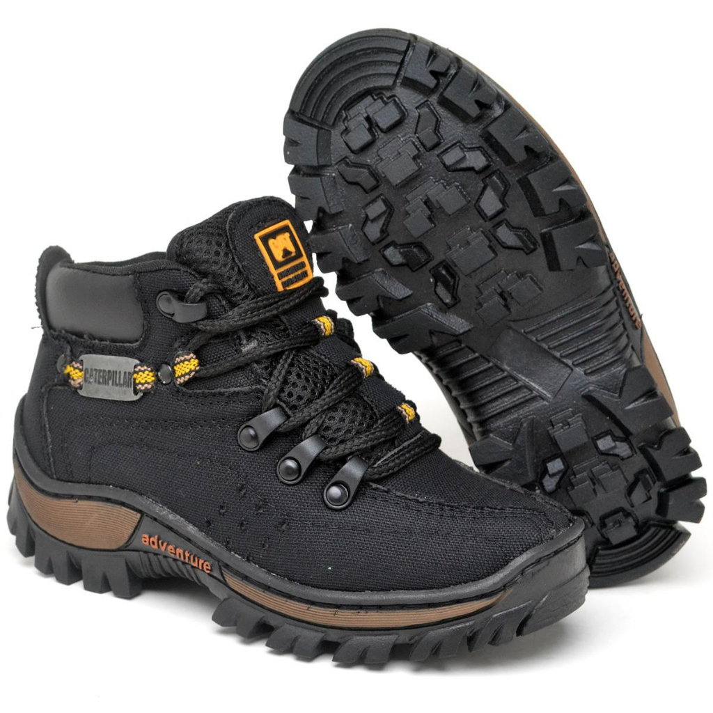 Bota Coturno Caterpillar de Couro Masculino e Feminino Casual Sola Costurada Antiderrapante com Palmilha em Gel