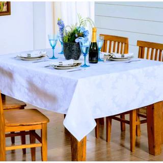 Toalha de Mesa Luxo 6 e 4 Lugares Jacquard Tecido Grosso