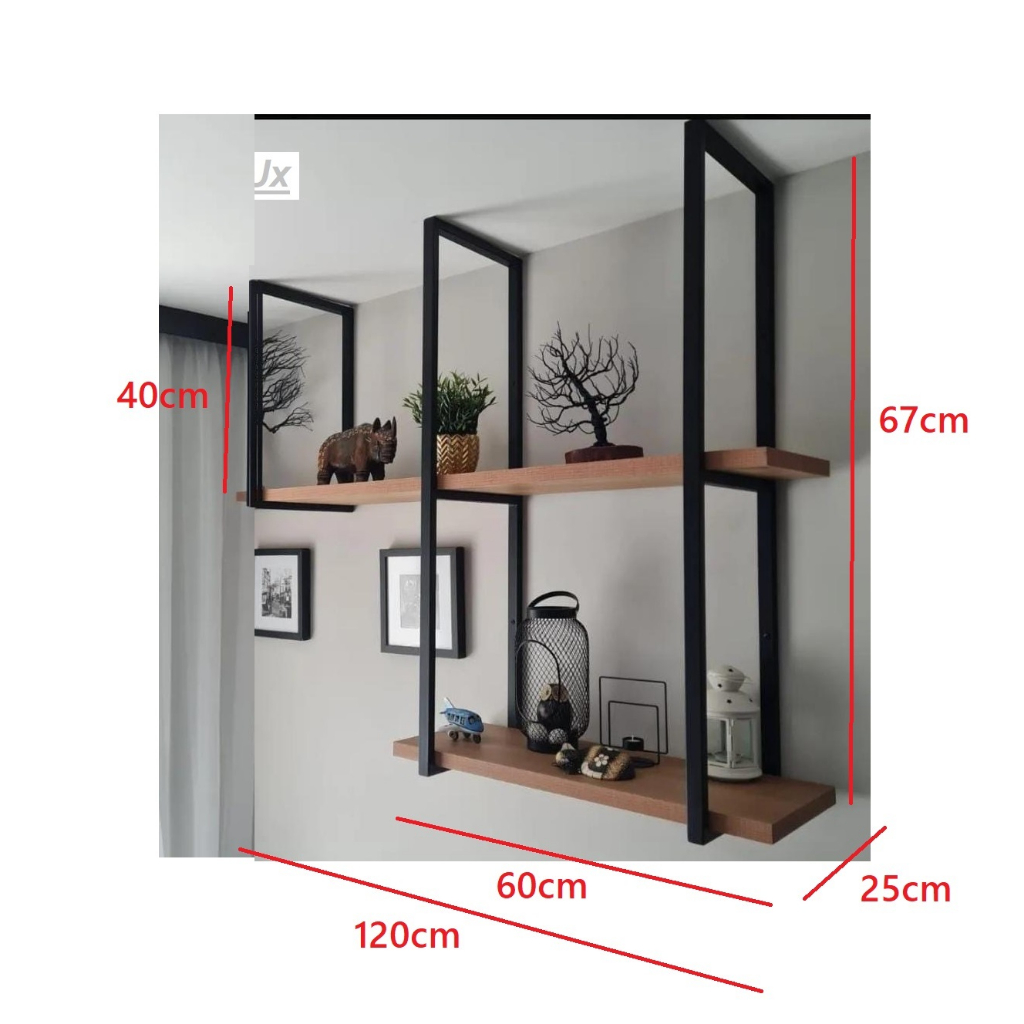 Kit lux prateleiras industrial, suporte reforçado de ferro