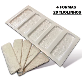 4 Formas de Plástico Tijolinho Rústico 3d Gesso