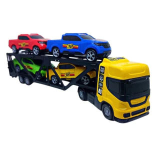 Caminhão Brinquedo Infantil Cegonha + 4 Carrinhos Cegonheira