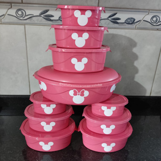 Kit 10 peças oval rosa nude Mickey e Minnie adesivado